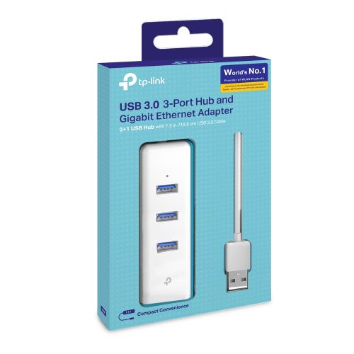 TP-Link TL-UE330 - USB 3.0 3-Port Hub & Gigabit Ethernet Adapter 2 in 1 USB Adapter 1